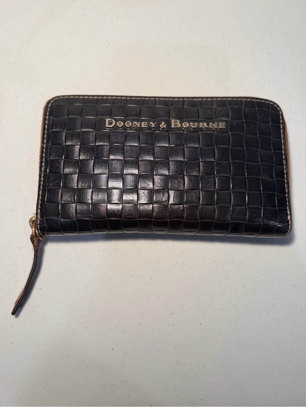 Dooney & Bourke Lilliana Woven Embossed Leather Zip Around Wallet Wristlet